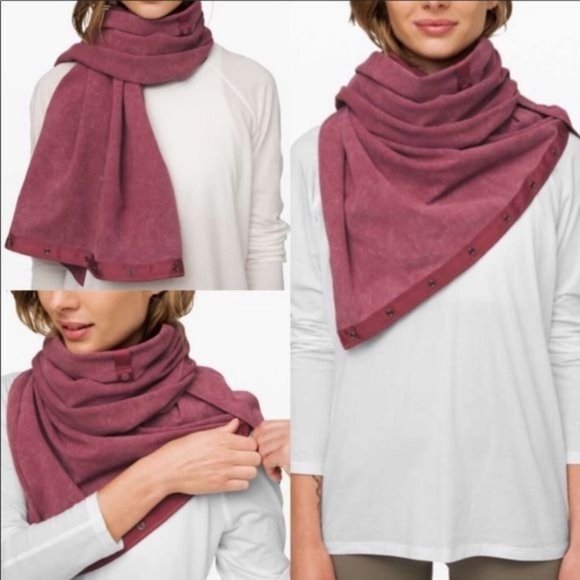 Lululemon Vinyasa Rulu Scarf Hyper Stripe Heathered Bordeaux Drama - Picture 10 of 13